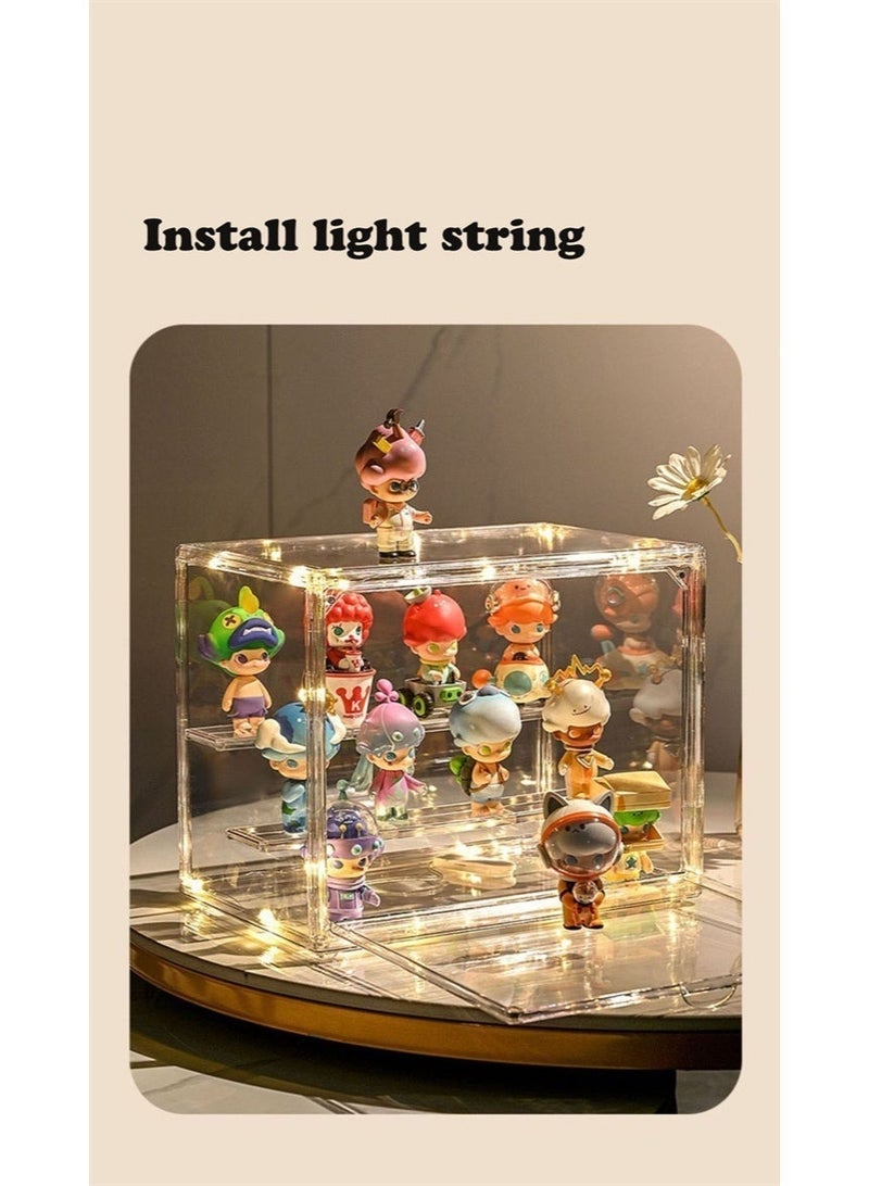 HOMESTAR Clear Acrylic Display Case with Magnetic Door, Display Storage Box Countertop Cube with 2 Tier Removable Ladder Shelves, Dustproof Protection Showcase for Action Figures, Toys, Collectibles, 1PCS - Image 3